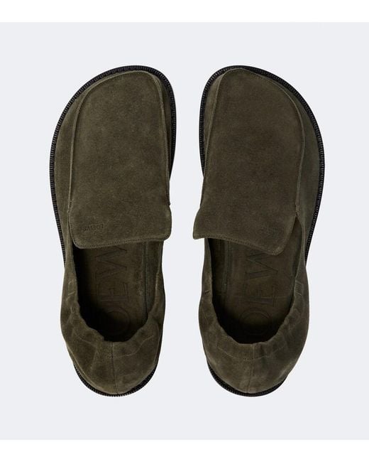 Loewe Green Flex Suede Loafers for men