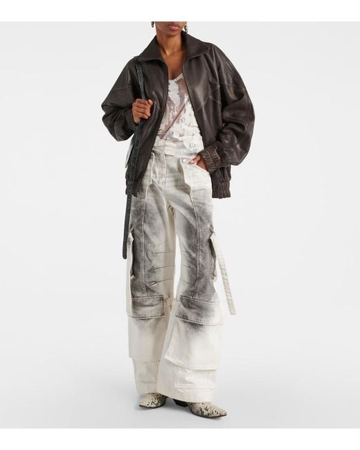 Acne Brown Letty Leather Bomber Jacket