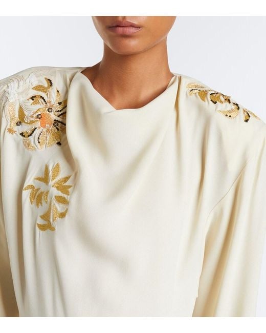 Isabel Marant Natural Samsha Embellished Crepe Maxi Dress