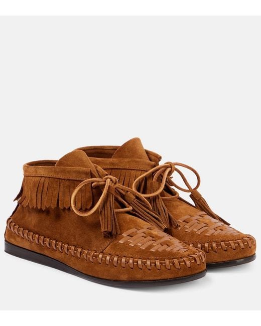 Isabel Marant Brown Felsa Fringed Suede Ankle Boots