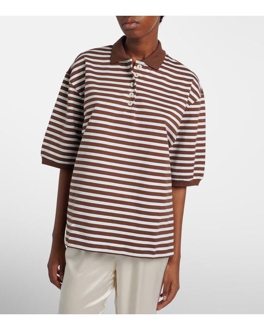 Rohe Red Striped Oversized Cotton Polo Shirt