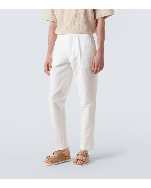 Orlebar Brown White Carsyn Linen And Cotton Tapered Pants for men