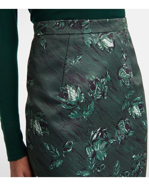 Emilia Wickstead Green Lorelei Floral Taffeta Faille Pencil Skirt