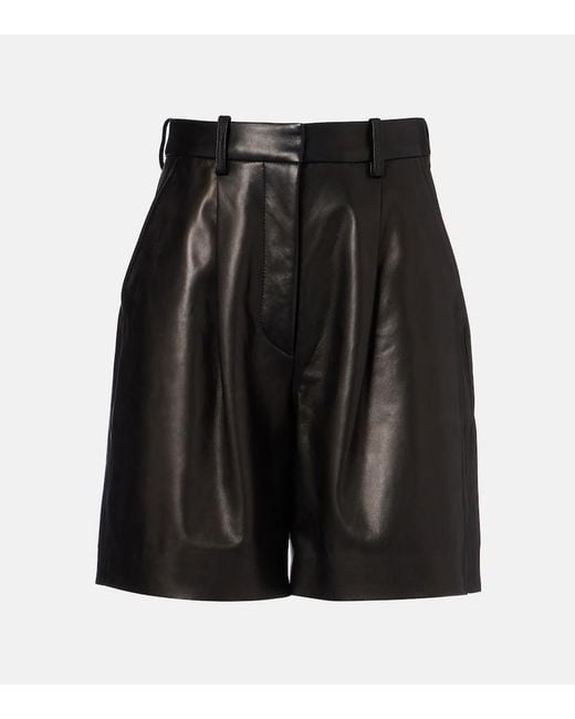 Joseph Black Suze Leather Shorts