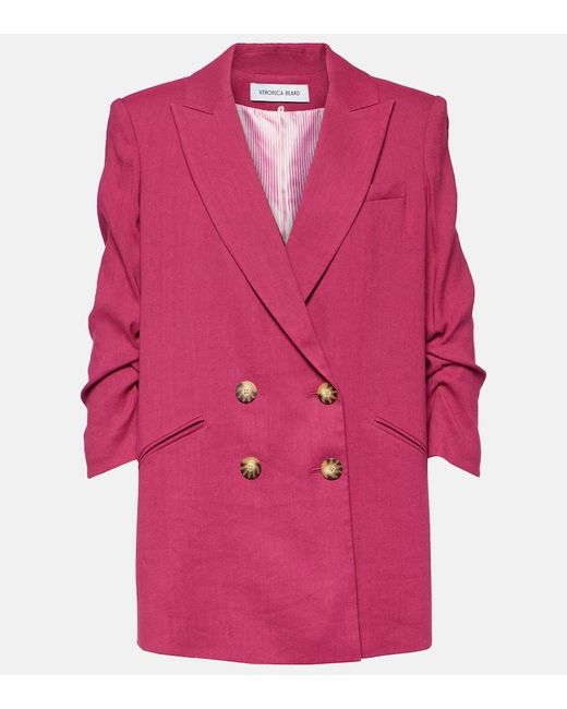 Blazer Kiernan in misto lino di Veronica Beard in Pink
