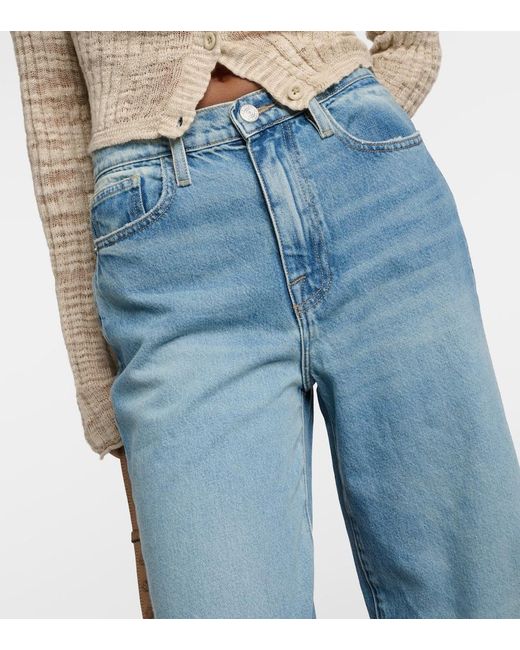 FRAME Blue Le Jane High-Rise Wide-Leg Jeans