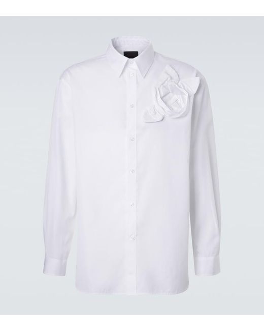 Simone Rocha White Floral-Applique Cotton Poplin Shirt for men