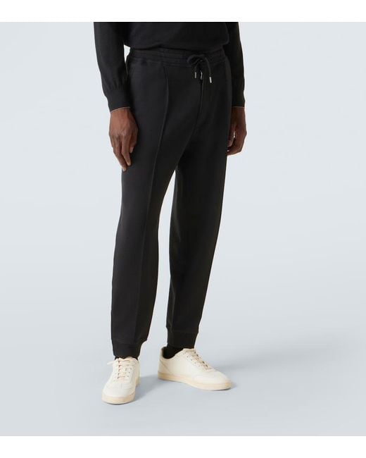 Brunello Cucinelli Black Cotton-Blend Sweatpants for men