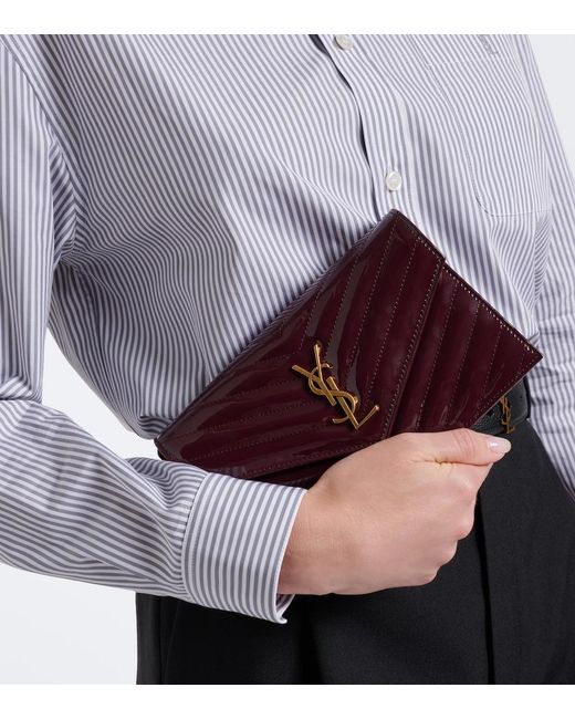 Saint Laurent White Cassandre Envelope Leather Wallet On Chain
