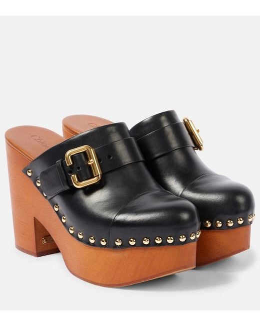 Chloé Black Jeannette Studded Leather Clogs