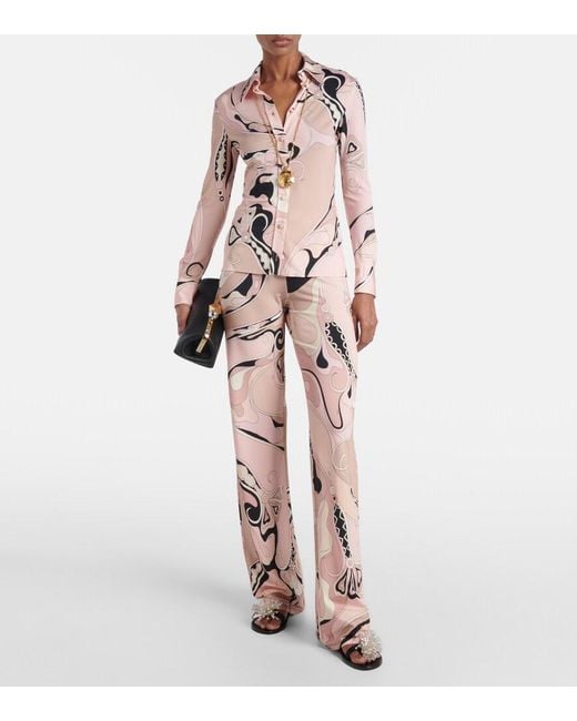 Emilio Pucci Pink Orchidee Print Button-Down Shirt