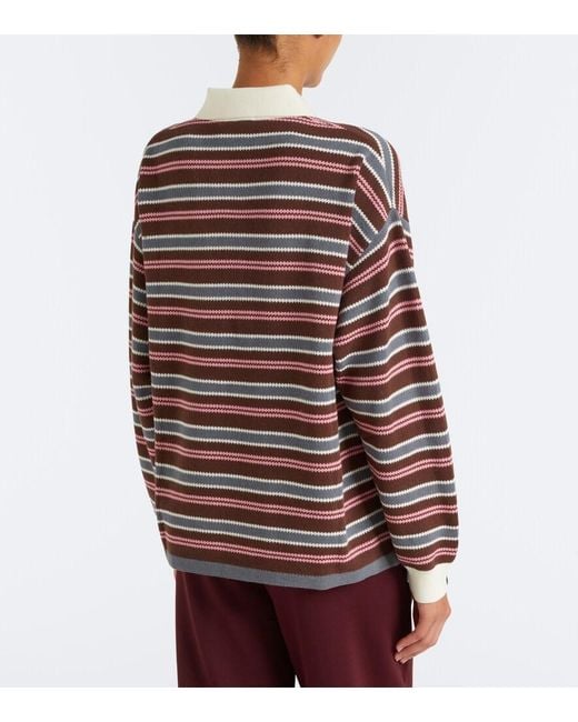The Upside Red Wonder Striped Cotton Polo Sweater