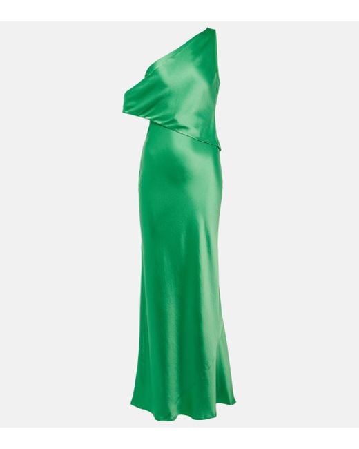 Staud Green Naomi Satin Gown