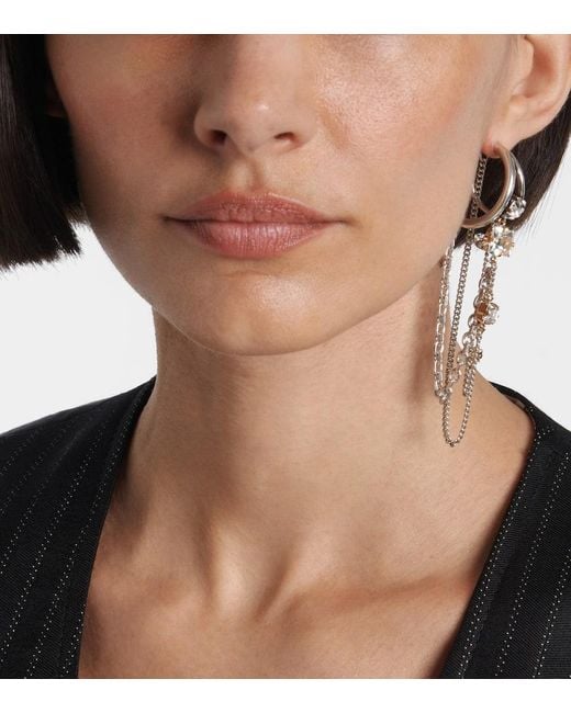 Isabel Marant White Embellished Single Hoop Earring