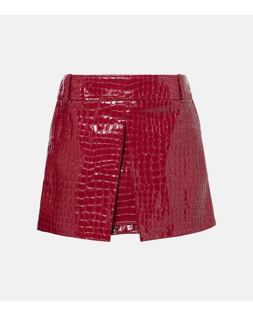 Tom Ford Red Croc-Effect Leather Miniskirt