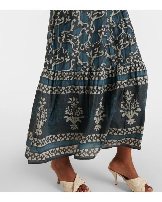 Velvet Blue Ghita Cotton And Silk Voile Midi Dress