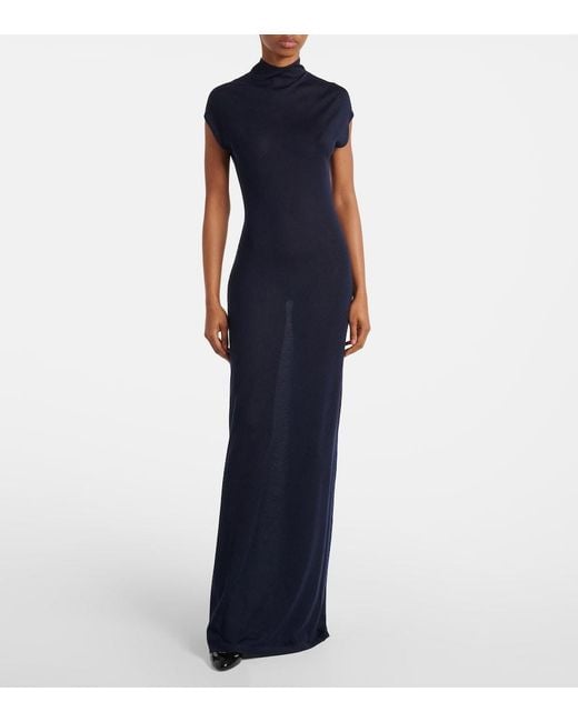 Alaïa Blue Cashmere Maxi Dress