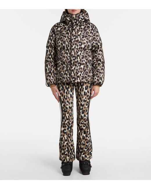 Fusalp Black Ada Leopard-Print Down Ski Jacket