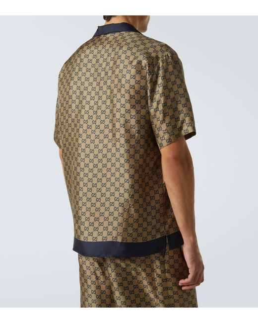 Gucci Hemd Aus Seide Mit Print, Grösse in Brown für Herren
