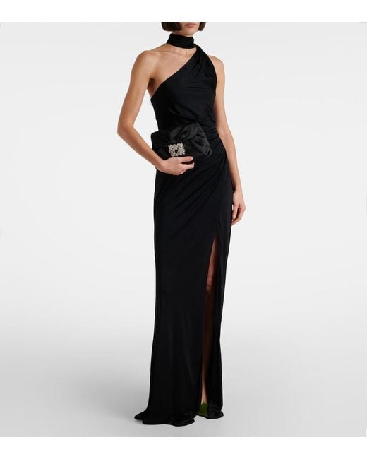 Roger Vivier Black Efflorescence Mini Satin Clutch