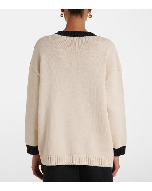 Valentino Natural Bow-Detail Cotton-Blend Cardigan