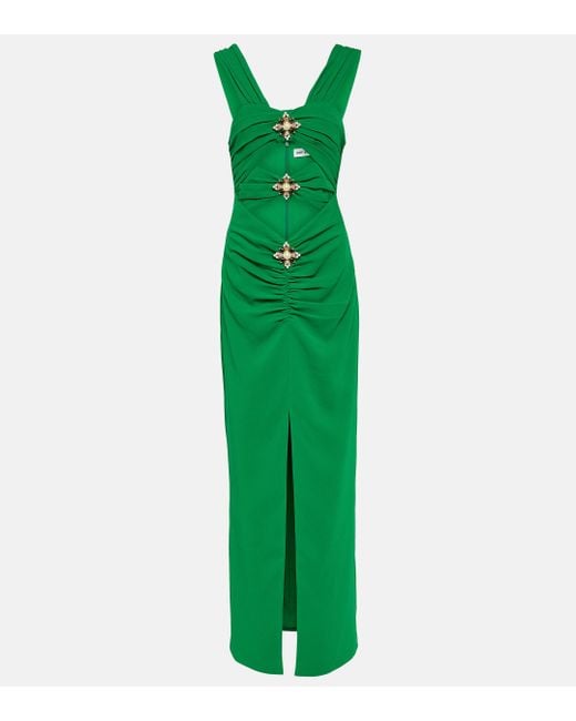 Self-Portrait Green Embellished Cutout Crepe Gown
