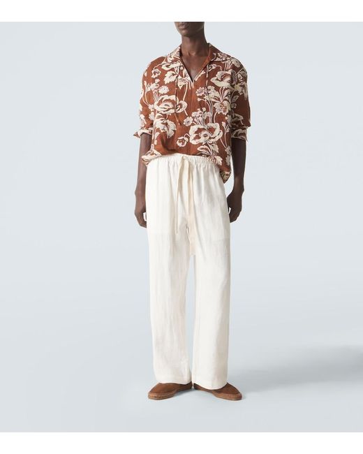 Commas Natural Linen Wide-Leg Pants for men