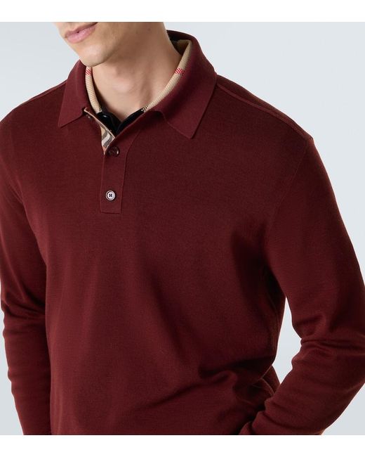 Burberry Red Wool Polo Sweater for men