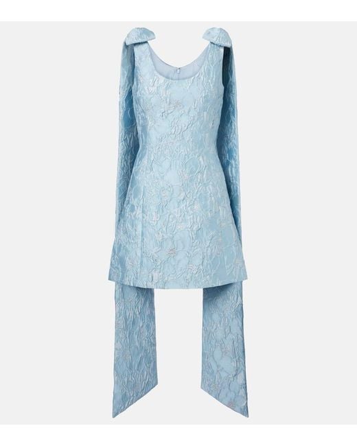 Markarian Blue Lame Brocade Minidress