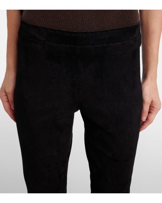 Stouls Black Carolyn Mid-Rise Suede Leggings