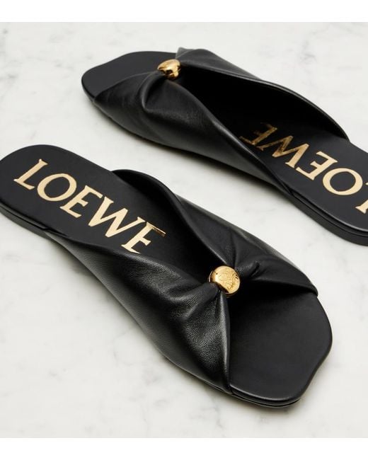 Loewe Black Paula's Ibiza Pebble Leather Slides