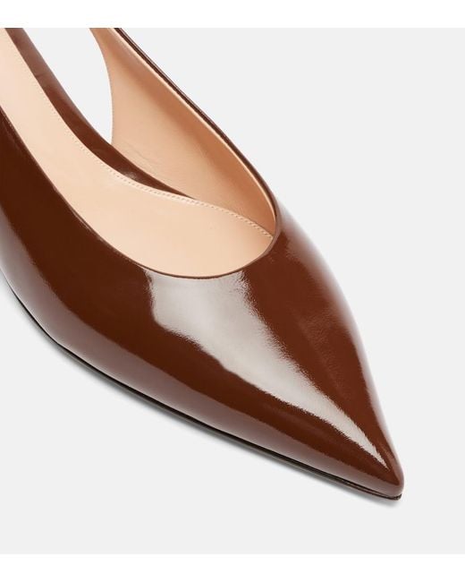 Gianvito Rossi Brown Patent Leather Slingback Flats