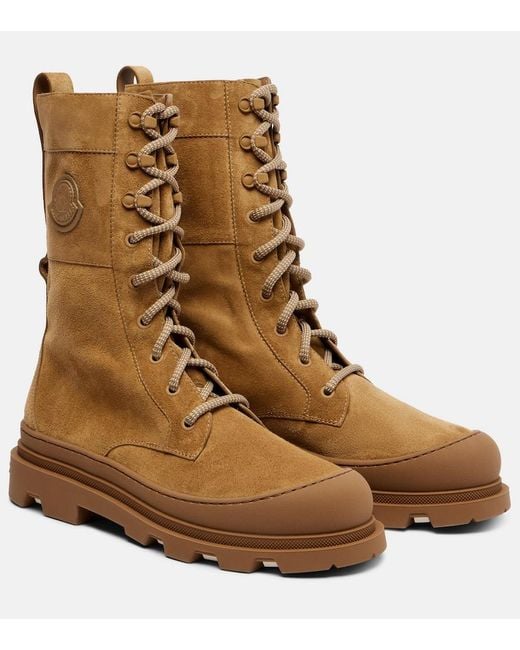 Moncler Brown Schnuerstiefel Vera Aus Veloursleder