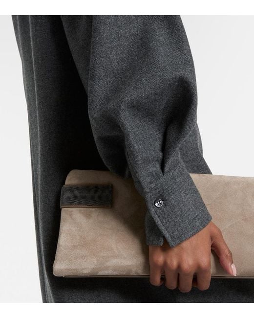 Brunello Cucinelli Gray Wool And Cashmere Minidress