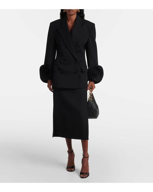 Blazer De Grisalla De Lana Virgen Con Apliques Valentino de color Black