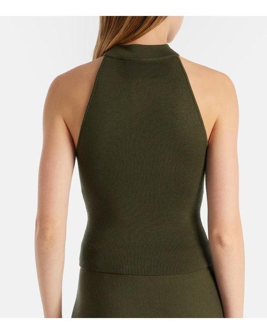 Jonathan Simkhai Green Renlen Halterneck Wool Top