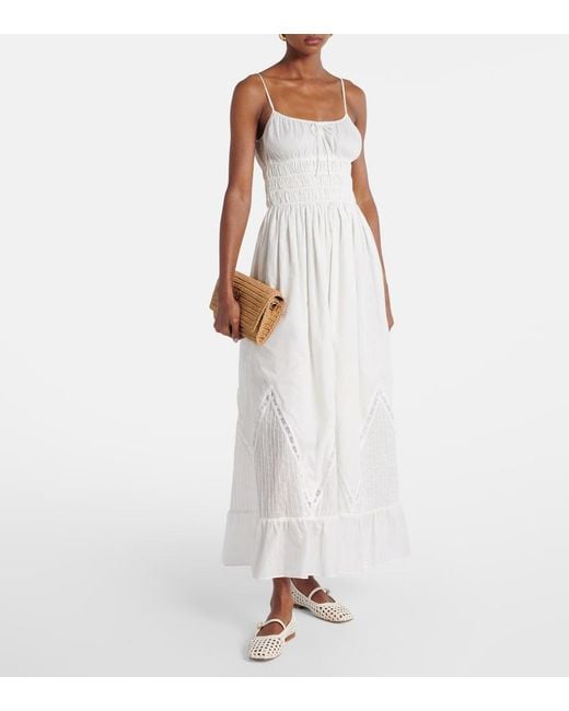 Faithfull The Brand White Meline Cotton Voile Maxi Dress