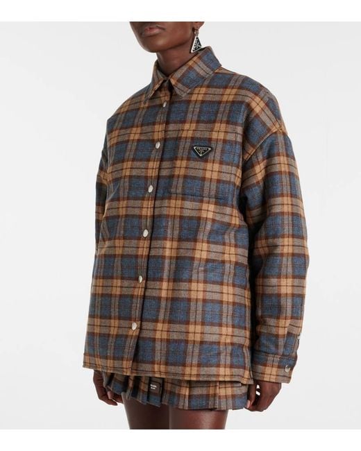 Prada Brown Plaid Wool Overshirt