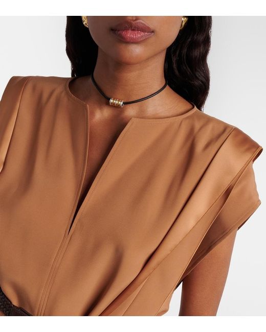 Max Mara Brown Belted Crepe Top