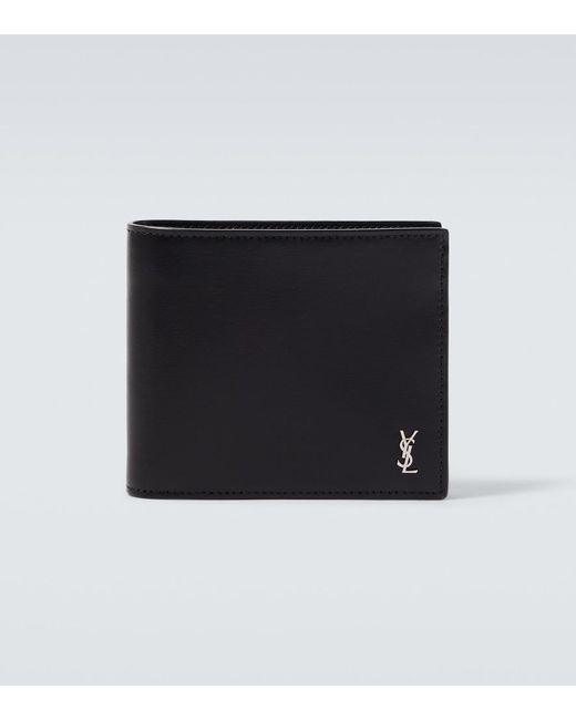 Saint Laurent Black Tiny Cassandre Leather Bi-Fold Wallet for men