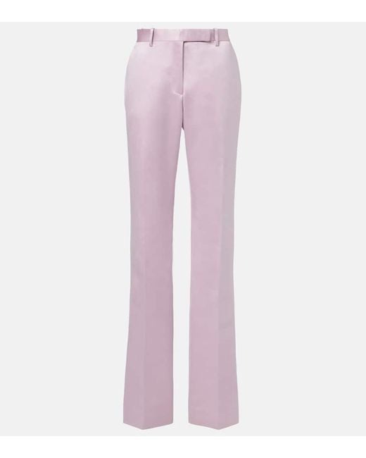 Tom Ford Pink Cotton And Silk Duchesse Straight Pants