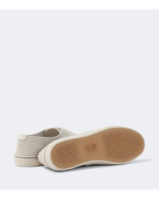 Brunello Cucinelli White Suede Sneakers for men
