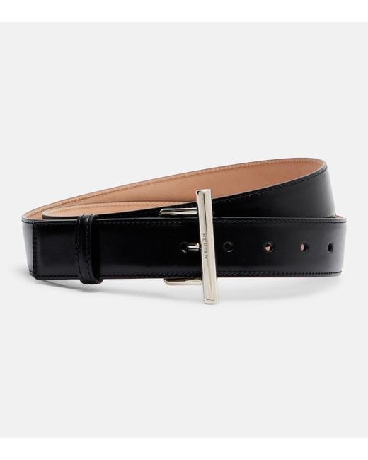 McQueen Black T-Bar Hip Leather Belt