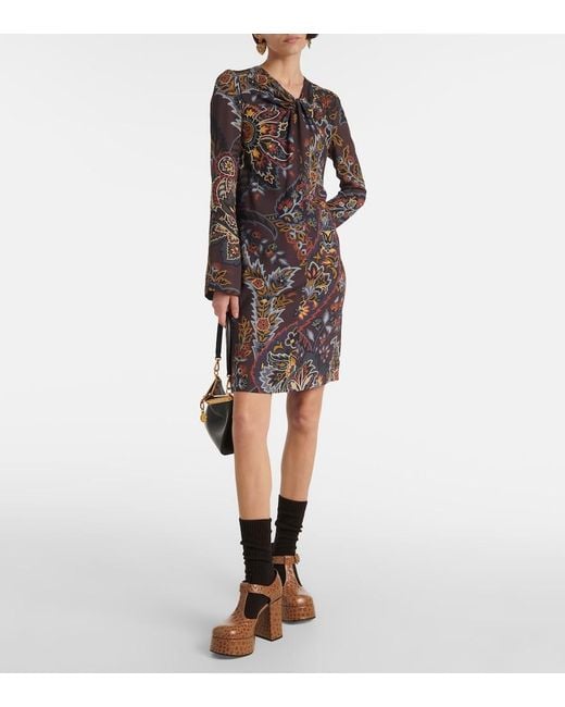 Etro Black Printed Minidress