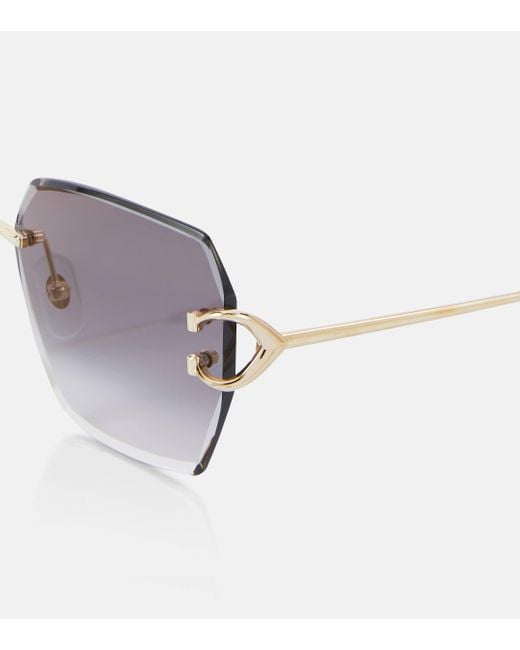 Cartier Metallic Signature C De Cartier Square Sunglasses