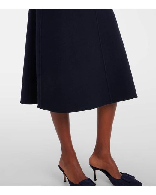 Max Mara Blue Gloria Virgin Wool Midi Skirt