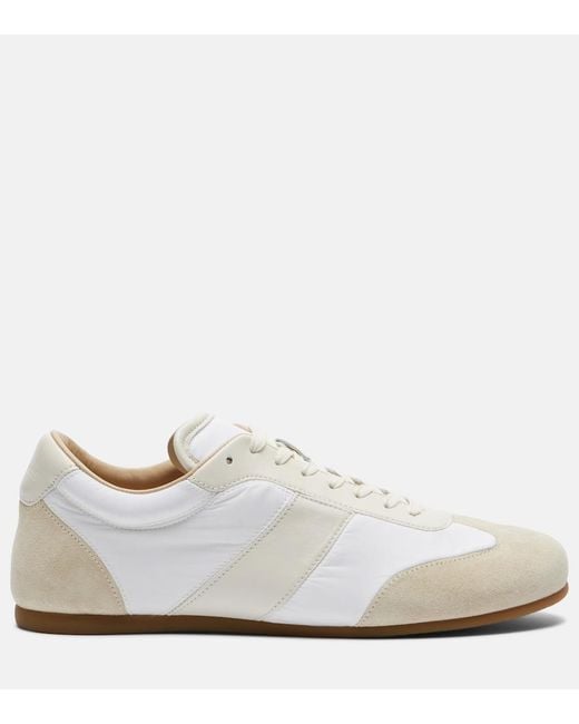 Lemaire White Soft Suede-Trimmed Sneakers