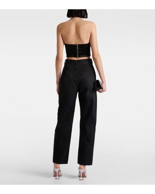 Area Black Crystal-embellished Cutout High-rise Straight-leg Jeans