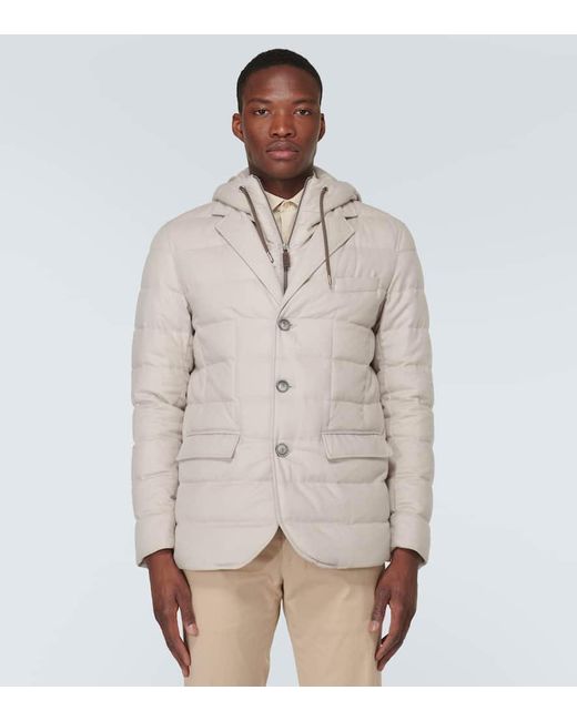 Herno Natural Quilted Silk And Cashmere Coat for men