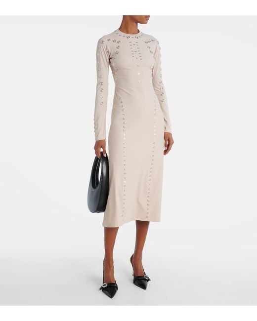 Coperni Natural Embellished Midi Dress